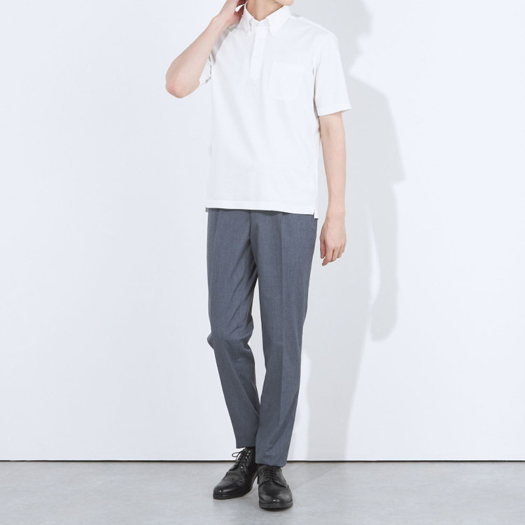 ＪＰコンフォート ネイビー 【半袖】【JOHN PEARSE comfort navy】【ノーアイロン】ボタンダウンビズポロシャツ プルオーバータイプ/ホワイト/ULTRA MOVE/ニット素材 白