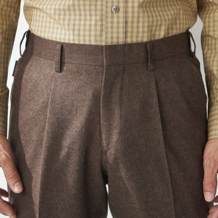 スタンリーブラッカ 【stanley blacker new york】【秋冬】ライトフランネルスラックス/ 茶中間