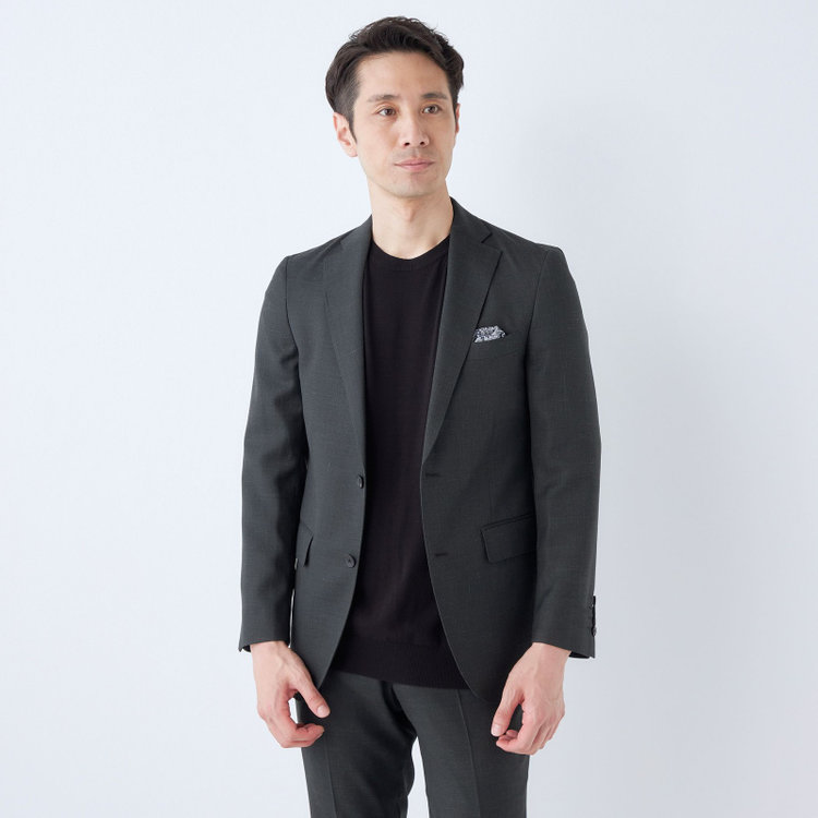 ＪＰ コンフォート 【JOHN PEARSE comfort】【春夏】2釦シングルスーツ ショートタック/グレー/REAL GRAY/NEW ZEALAND WOOLSHOWER CLEAN/SustainaBee Wool/※裾上げ必要 緑中間