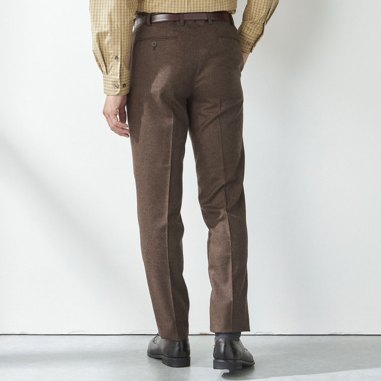 スタンリーブラッカ 【stanley blacker new york】【秋冬】ライトフランネルスラックス/ 茶中間