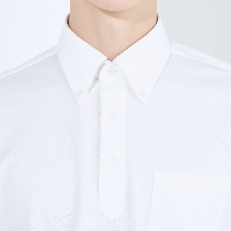 ＪＰコンフォート ネイビー 【半袖】【JOHN PEARSE comfort navy】【ノーアイロン】ボタンダウンビズポロシャツ プルオーバータイプ/ホワイト/ULTRA MOVE/ニット素材 白