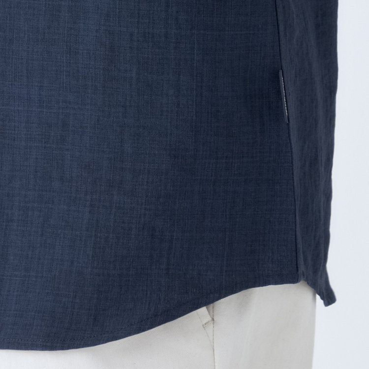 スタンリーブラッカ 【stanley blacker new york】【長袖】リネンブレンドボタンダウンシャツ/ネイビー 紺中間