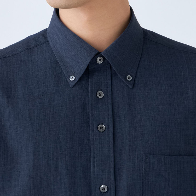スタンリーブラッカ 【stanley blacker new york】【長袖】リネンブレンドボタンダウンシャツ/ネイビー 紺中間