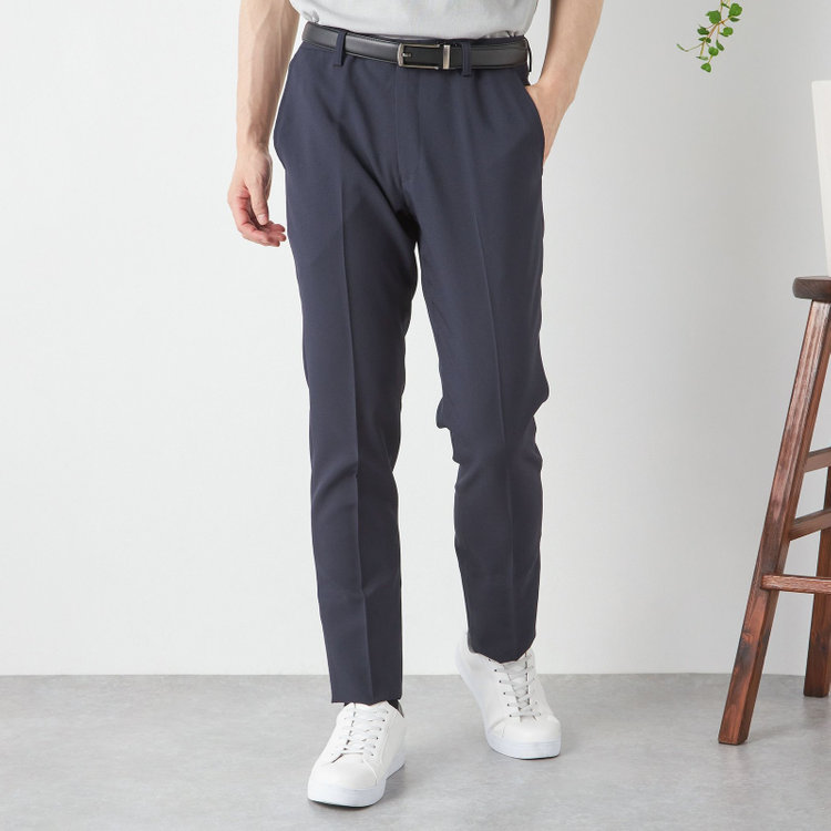 ハイスペックモーション 【HIGH SPEC MOTION】【通年】ノータックパンツ / ネイビー×無地 / ウォッシャブル ※裾直し必要 紺濃色
