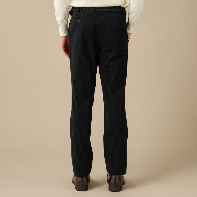 ＪＰコンフォート ネイビー 【JOHN PEARSE comfort navy】【秋冬】ワンタックパンツ/ ブラック×コーデュロイ / ウエストムーブ仕様 /ウォッシャブル ※裾上げ必要 黒
