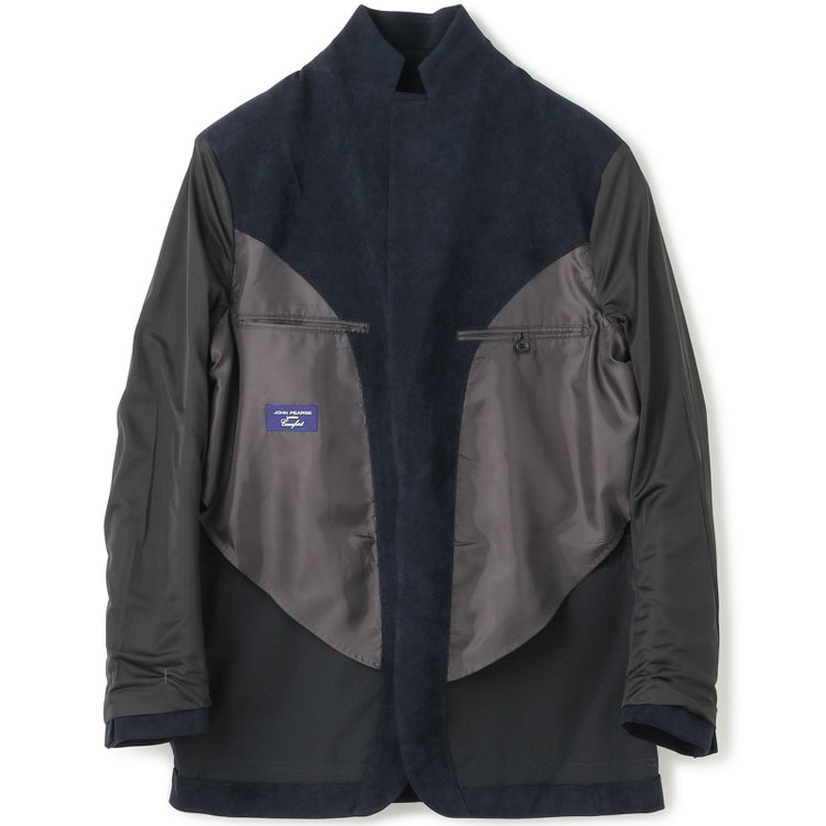 ＪＰ コンフォート 【JOHN PEARSE comfort navy】【秋冬】機能性ポリエステル素材 2釦シングルジャケット/ネイビー×コーデュロイ/ULTRA MOVE 紺濃色