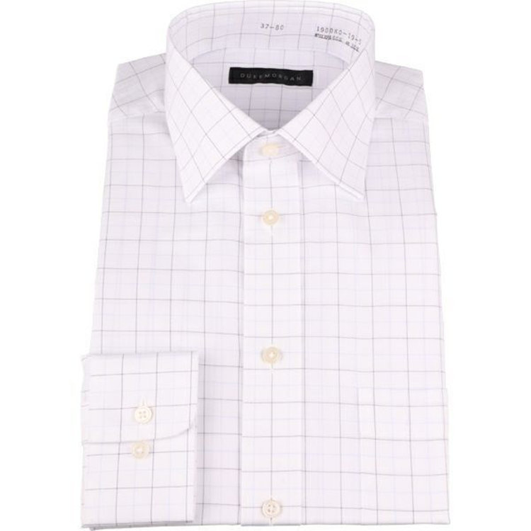 KONAKA　アウトレット 【WEB限定/OUTLET/汚れ・キズ等有】【DUKEMORGAN】【形態安定】ワイドカラーワイシャツホワイト×チェック ブルー系(青)