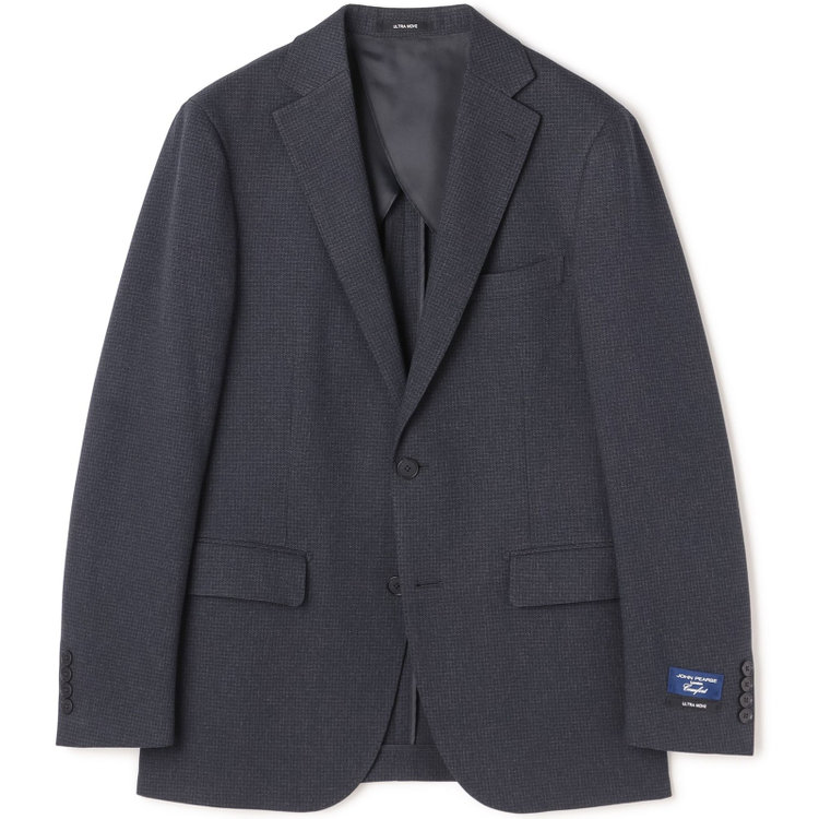 ＪＰ コンフォート 【JOHN PEARSE comfort navy】【秋冬】機能性ポリエステル素材 2釦シングルジャケット/ネイビー×チェック/THERMO EFFECT/ULTRA MOVE/ウォシャブル 紺濃色