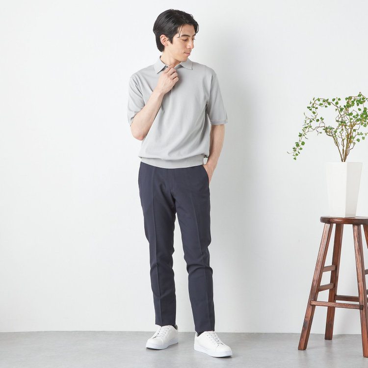ハイスペックモーション 【HIGH SPEC MOTION】【通年】ノータックパンツ / ネイビー×無地 / ウォッシャブル ※裾直し必要 紺濃色