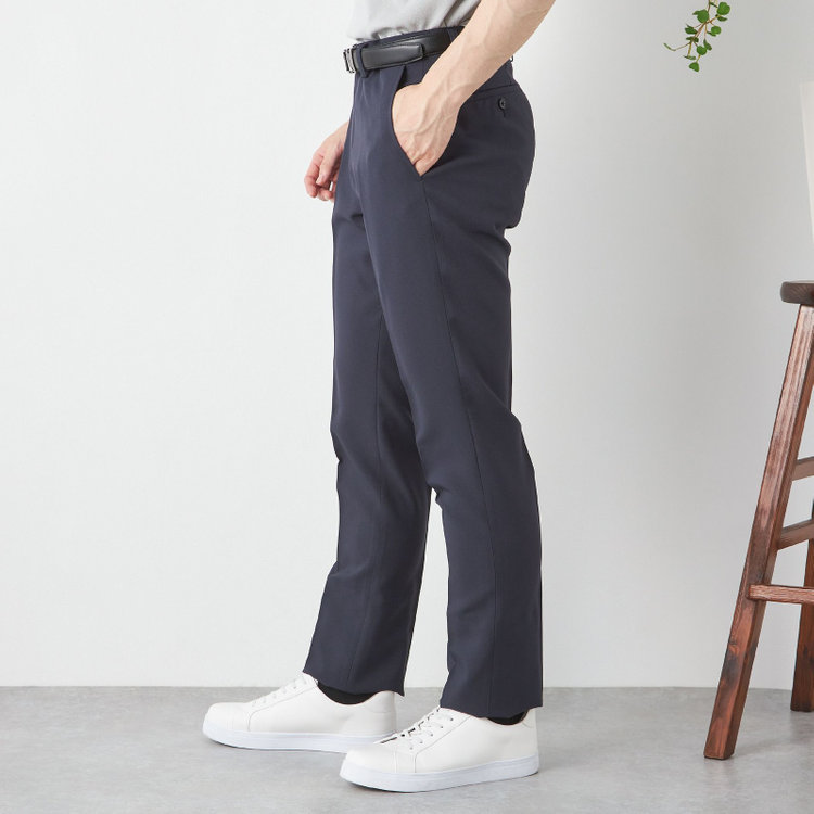 ハイスペックモーション 【HIGH SPEC MOTION】【通年】ノータックパンツ / ネイビー×無地 / ウォッシャブル ※裾直し必要 紺濃色