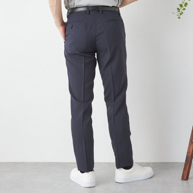 ハイスペックモーション 【HIGH SPEC MOTION】【通年】ノータックパンツ / ネイビー×無地 / ウォッシャブル ※裾直し必要 紺濃色