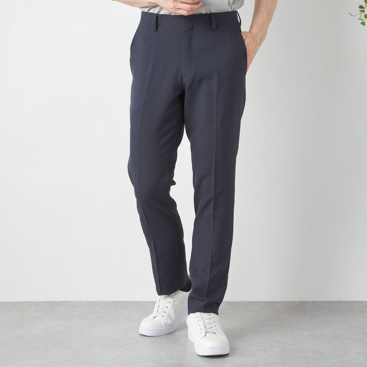 ハイスペックモーション 【HIGH SPEC MOTION】【通年】ノータックパンツ / ネイビー×無地 / ウォッシャブル ※裾直し必要 紺濃色