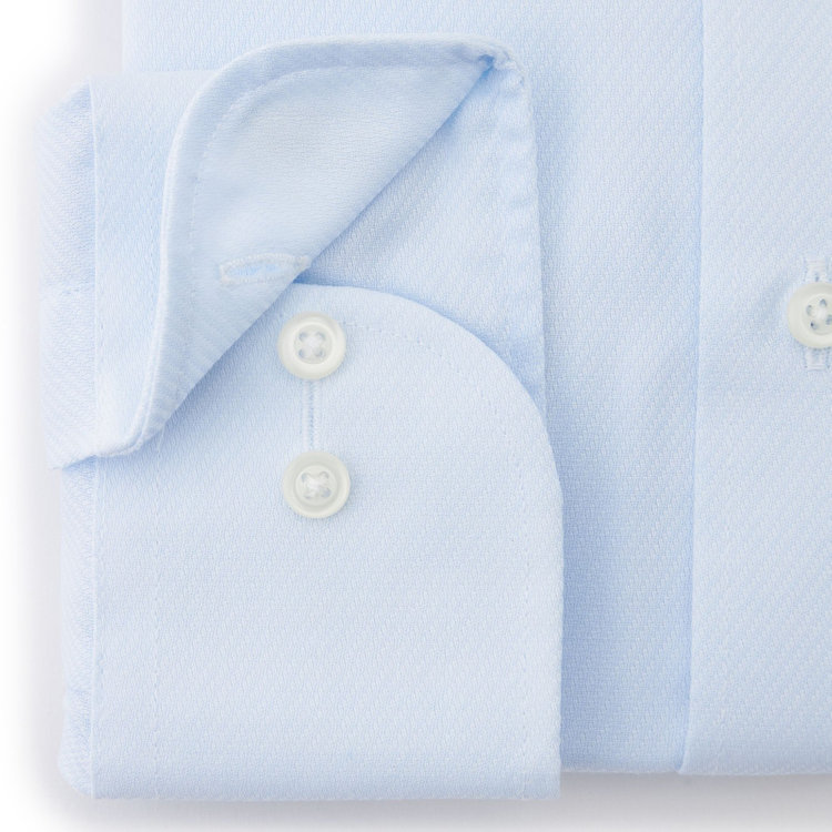 ジョンピアース 【JOHN PEARSE White】【形態安定】レギュラーカラードレスシャツ/ブルー×ドビーツイル/Oil guard 青淡色