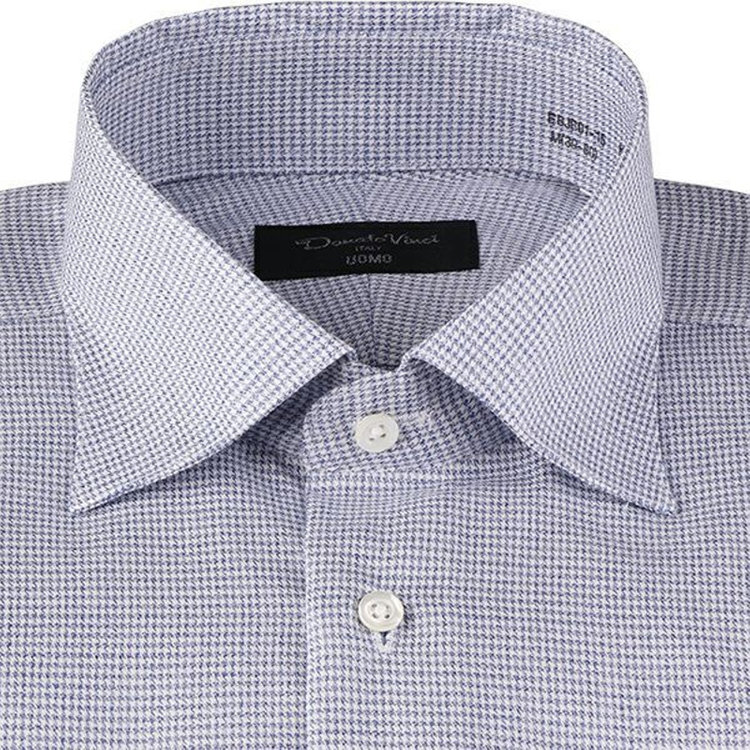 ドナートヴィンチウォモ 【Donato Vinci Italy Uomo】【形態安定】ワイドカラードレスワイシャツ/ブルー×チェック ブルー系(青)