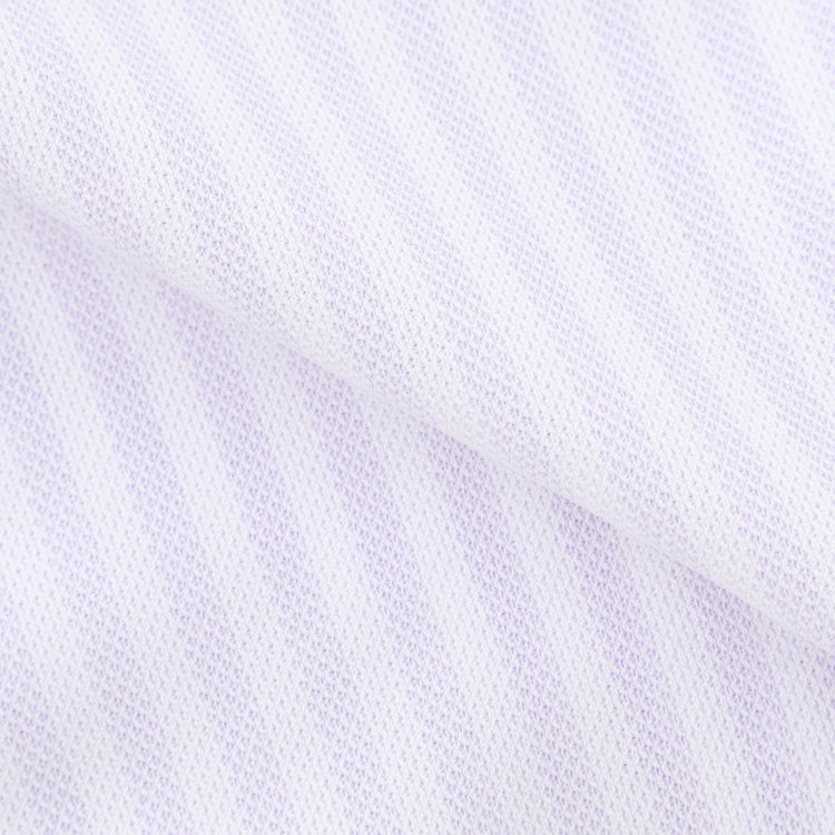ジョンピアース 【JOHN PEARSE White】【ノーアイロン】ボタンダウンドレスワイシャツ/ホワイト＆パープル×ストライプ/釦付糸：パープル/ULTRA MOVE/ニット素材 紫中間