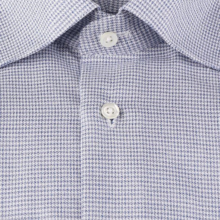 ドナートヴィンチウォモ 【Donato Vinci Italy Uomo】【形態安定】ワイドカラードレスワイシャツ/ブルー×チェック ブルー系(青)