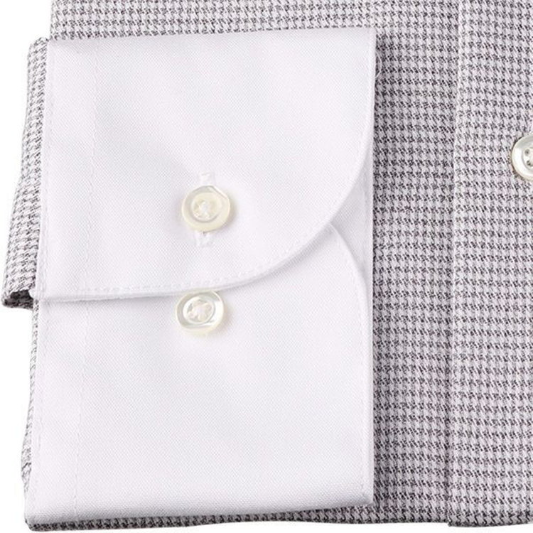 ドナートヴィンチウォモ 【Donato Vinci Italy Uomo】【形態安定】クレリックワイドカラードレスワイシャツ/グレー×チェック グレー系(灰)