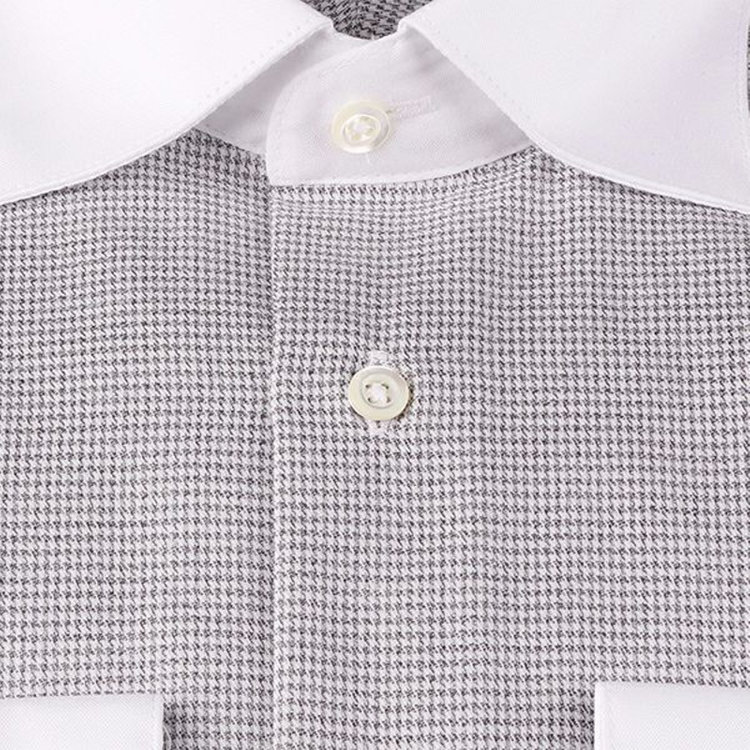 ドナートヴィンチウォモ 【Donato Vinci Italy Uomo】【形態安定】クレリックワイドカラードレスワイシャツ/グレー×チェック グレー系(灰)