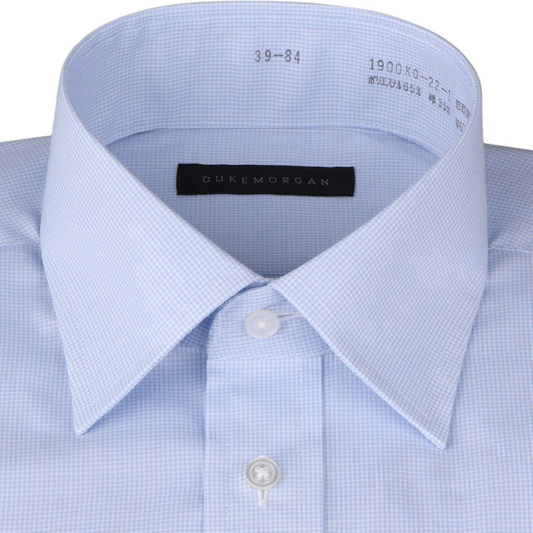 KONAKA　アウトレット 【WEB限定/OUTLET/汚れ・キズ等有】【DUKEMORGAN】【形態安定】ワイドカラーワイシャツ/ブルー＆ホワイト×チェック ブルー系(青)