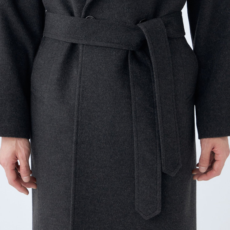 ソノタ（KONAKA用） カシミヤアンゴラブレンドダブルラグランベルテッドコート/チャコールグレー グレー濃色