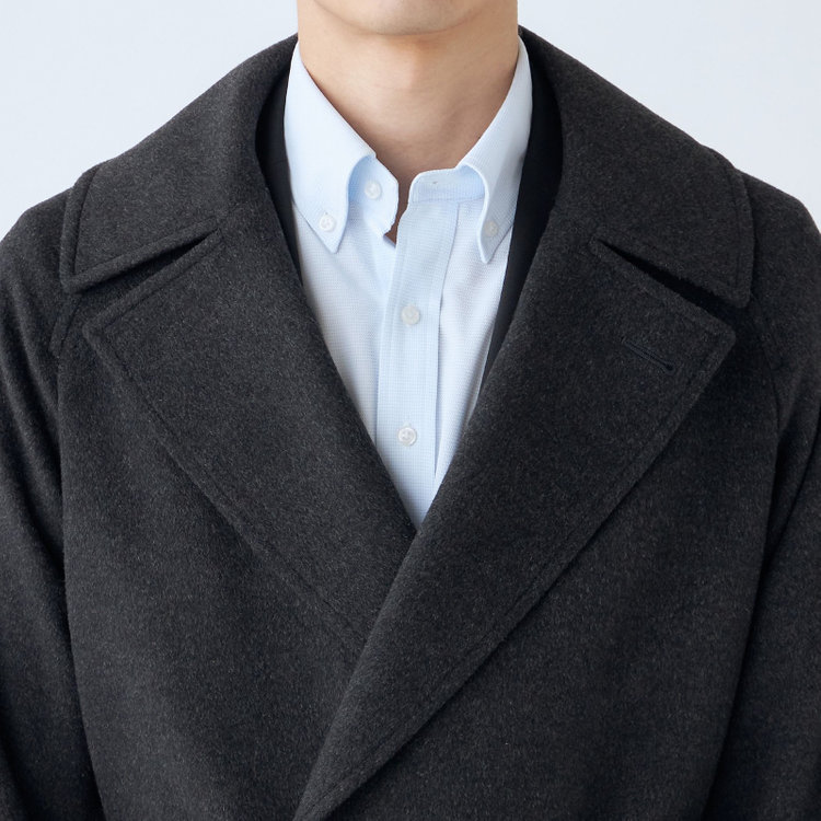 ソノタ（KONAKA用） カシミヤアンゴラブレンドダブルラグランベルテッドコート/チャコールグレー グレー濃色