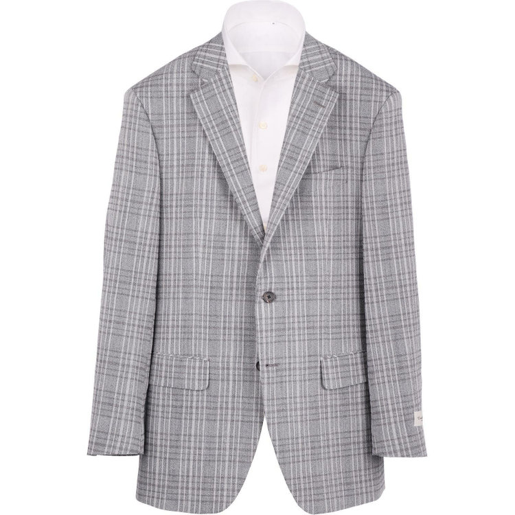 ドナートヴィンチ 【Donato Vinci Italy】【春夏】ウールコットンブレンド 2釦シングルジャケット/グレー×チェック グレー系(灰)
