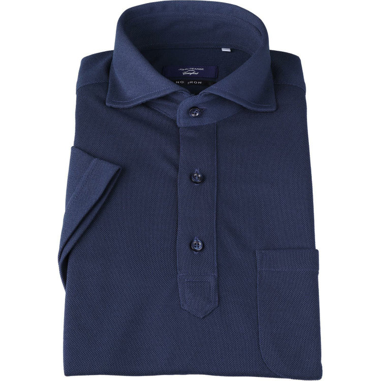 ＪＰ コンフォート 【半袖】【JOHN PEARSE comfort navy】【ノーアイロン】ホリゾンタルワイドビズポロシャツ プルオーバータイプ/ネイビー/ULTRA MOVE/ニット素材 青濃色