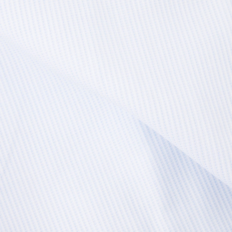 ジョンピアース 【JOHN PEARSE White】【形態安定】ボタンダウンドレスシャツ/ホワイト×サックスストライプ/ネイビー釦/ULTRA BREATH COOL 青淡色