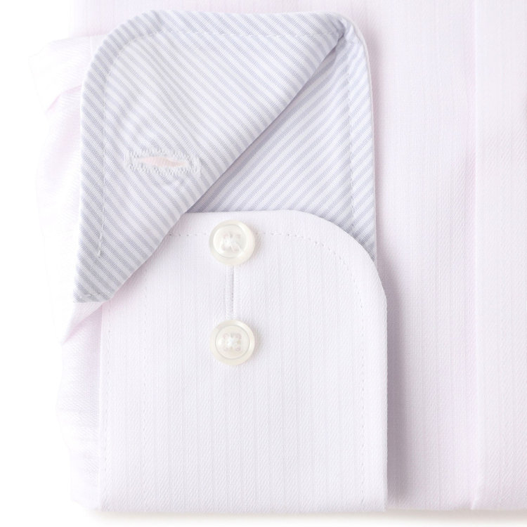 ＪＰコンフォート ネイビー 【JOHN PEARSE comfort navy】【STYLISH】【形態安定】ワイドカラーワイシャツ/ピンク×ドビーストライプ 赤淡色