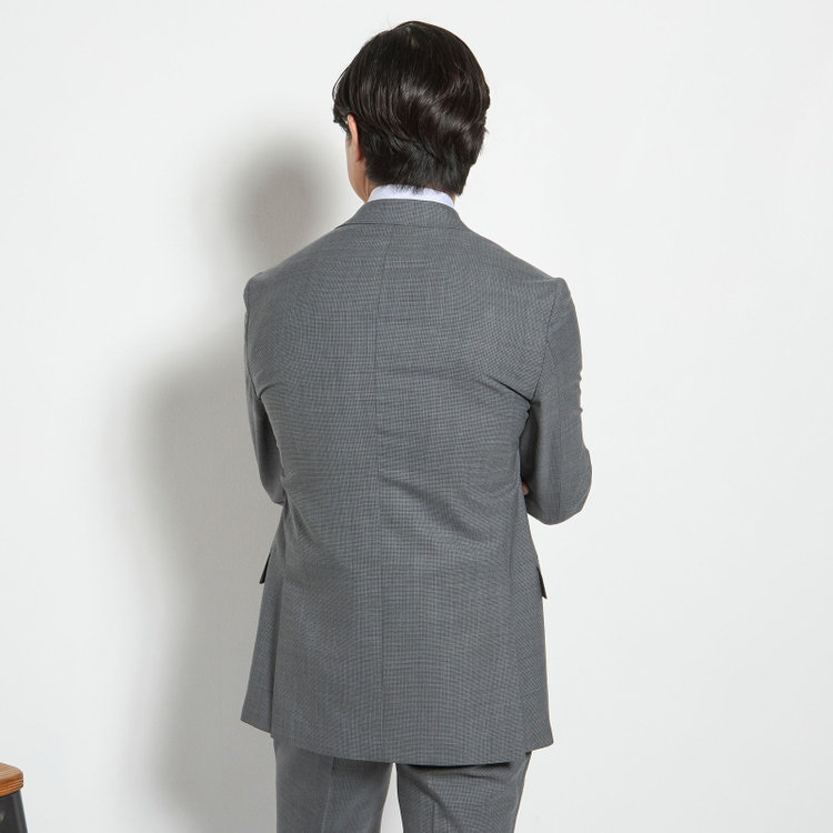 ＪＰ コンフォート 【JOHN PEARSE comfort】【春夏】2釦シングルスーツ ショートタック/グレー×チェック/REAL GRAY/NEW ZEALAND WOOL/SustainaBee Wool/※裾上げ必要 グレー中間