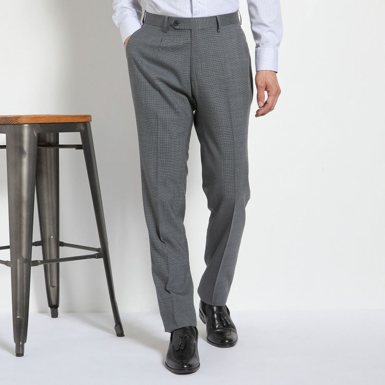 ＪＰ コンフォート 【JOHN PEARSE comfort】【春夏】2釦シングルスーツ ショートタック/グレー×チェック/REAL GRAY/NEW ZEALAND WOOL/SustainaBee Wool/※裾上げ必要 グレー中間