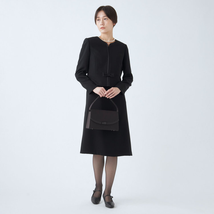 ソノタ（KONAKA用） 【BIEN BELLE】【年間】【ストレッチ】ノーカラーサテン使いアンサンブルレディースフォーマル 黒