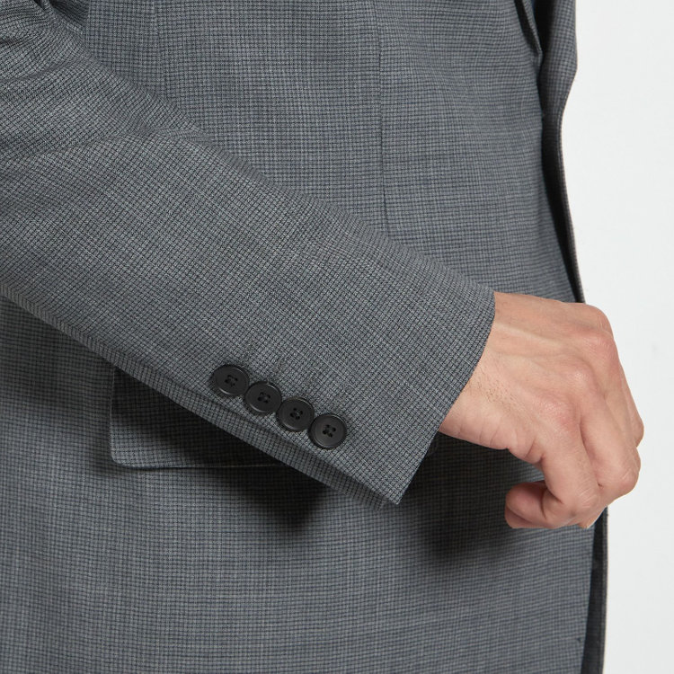 ＪＰ コンフォート 【JOHN PEARSE comfort】【春夏】2釦シングルスーツ ショートタック/グレー×チェック/REAL GRAY/NEW ZEALAND WOOL/SustainaBee Wool/※裾上げ必要 グレー中間