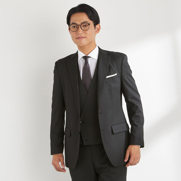 ＪＰセレクトライン 【JOHN PEARSE Black SELECT LINE】【年間】スリーピース2釦シングル0タックスーツ/ブラック/※裾上げ必要 黒
