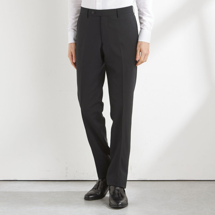 ジョンピアース 【JOHN PEARSE Black SELECT LINE】【年間】0タックパンツ/ブラック×ソリッド/ULTRA TOUGH S/SHOWER CLEAN/※裾直し必要 黒
