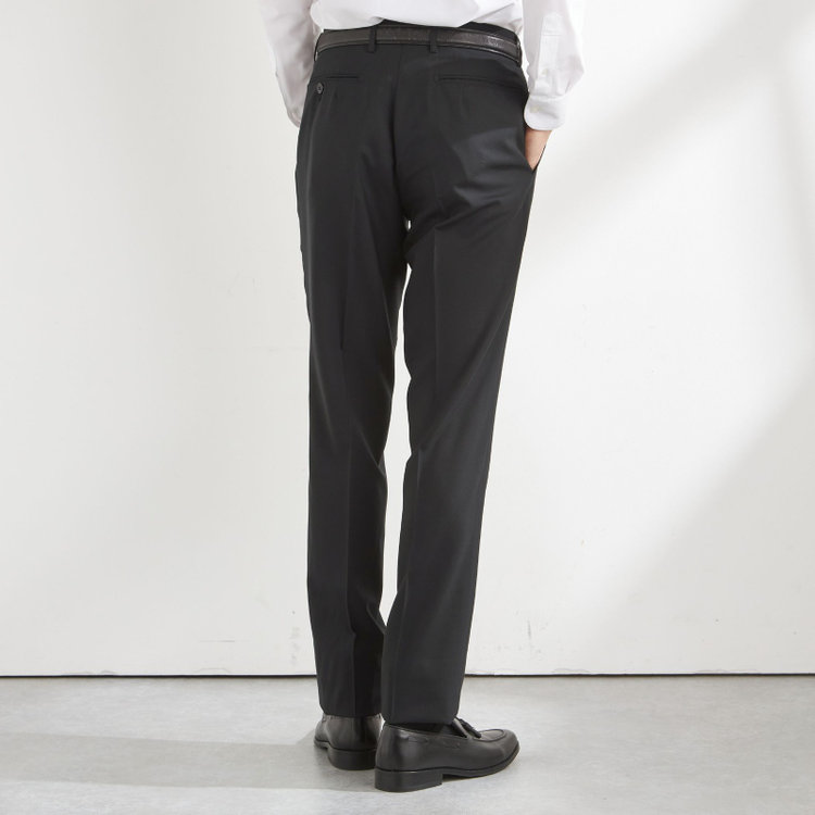 ジョンピアース 【JOHN PEARSE Black SELECT LINE】【年間】0タックパンツ/ブラック×ソリッド/ULTRA TOUGH S/SHOWER CLEAN/※裾直し必要 黒
