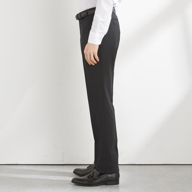 ジョンピアース 【JOHN PEARSE Black SELECT LINE】【年間】0タックパンツ/ブラック×ソリッド/ULTRA TOUGH S/SHOWER CLEAN/※裾直し必要 黒
