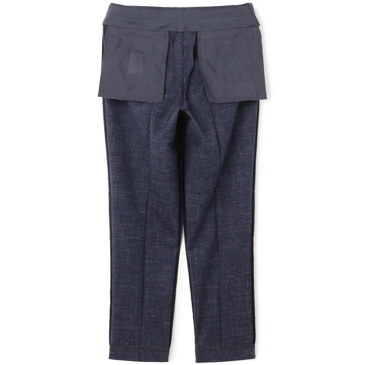 スタンリーブラッカ 【stanley blacker new york】【春夏】1タックパンツ/ネイビー×スラブ/ウエストムーブ/裾上げ必要 紺中間