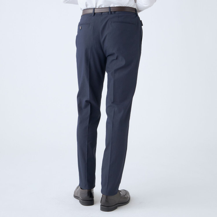 スタンリーブラッカ 【stanley blacker new york】【春夏】1タックストレッチパンツ/ネイビー/ウエストシャーリング仕様/※裾上げ必要 紺濃色