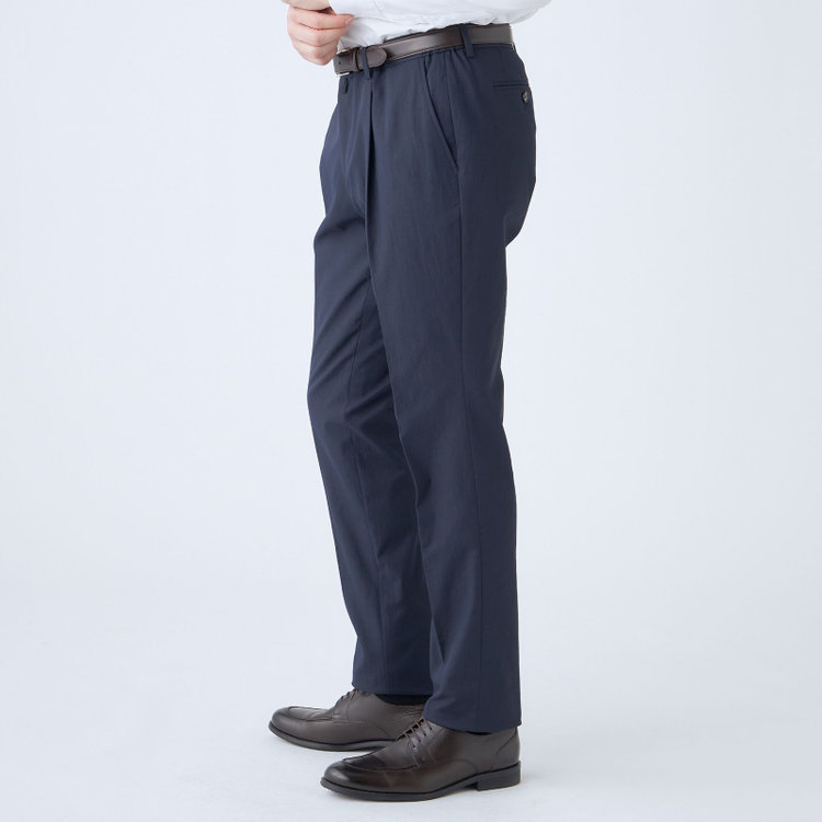 スタンリーブラッカ 【stanley blacker new york】【春夏】1タックストレッチパンツ/ネイビー/ウエストシャーリング仕様/※裾上げ必要 紺濃色