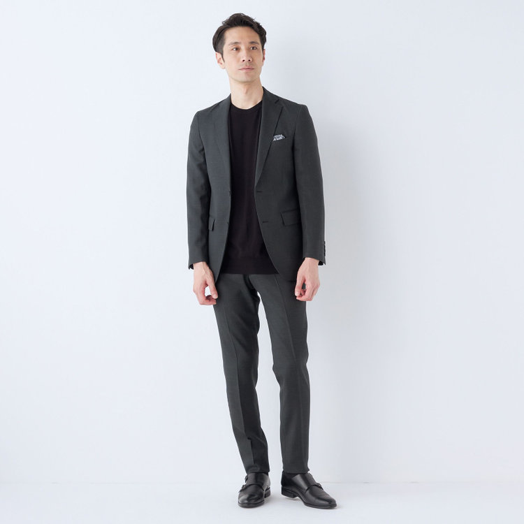 ＪＰ コンフォート 【JOHN PEARSE comfort】【春夏】2釦シングルスーツ ショートタック/グレー/REAL GRAY/NEW ZEALAND WOOLSHOWER CLEAN/SustainaBee Wool/※裾上げ必要 緑中間