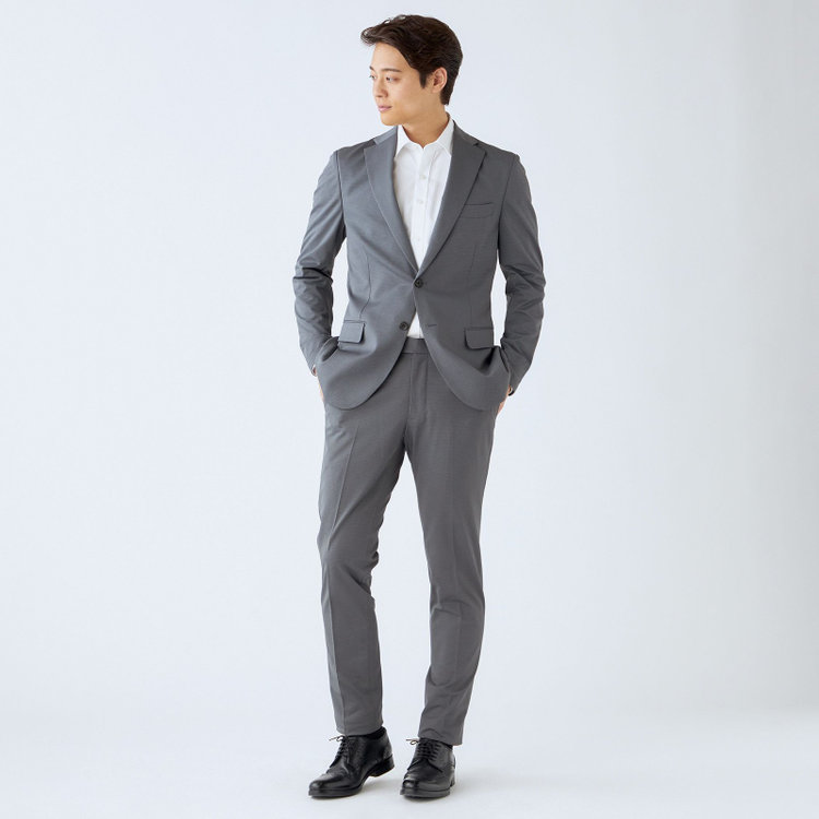 ＪＰ コンフォート 【JOHN PEARSE comfort navy】【春夏】機能性ポリエステル素材 2釦シングルジャケット/グレー/ULTRA MOVE/RIRANCHA/ウォッシャブル グレー中間