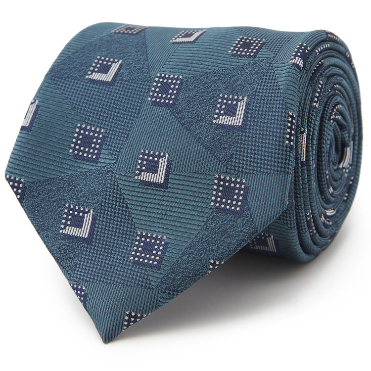 ジョンピアース 【JOHN PEARSE White】シルクポリエステル小紋柄ネクタイ8.0cm幅/グリーン その他