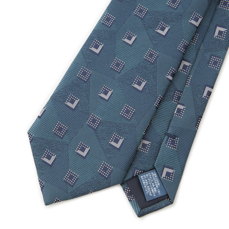 ジョンピアース 【JOHN PEARSE White】シルクポリエステル小紋柄ネクタイ8.0cm幅/グリーン その他