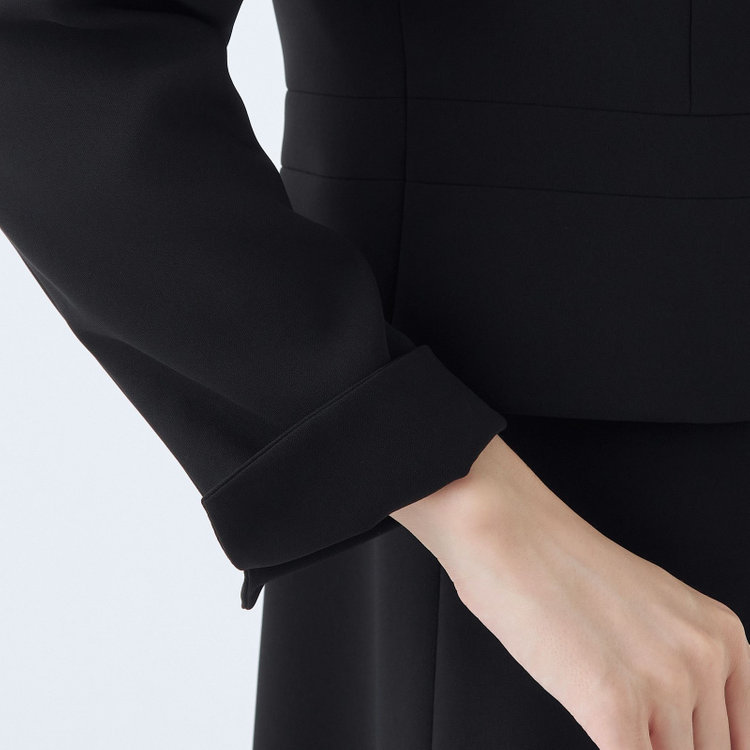 ソノタ（KONAKA用） 【BIEN BELLE】【年間】【ストレッチ】ノーカラーサテン使いアンサンブルレディースフォーマル 黒