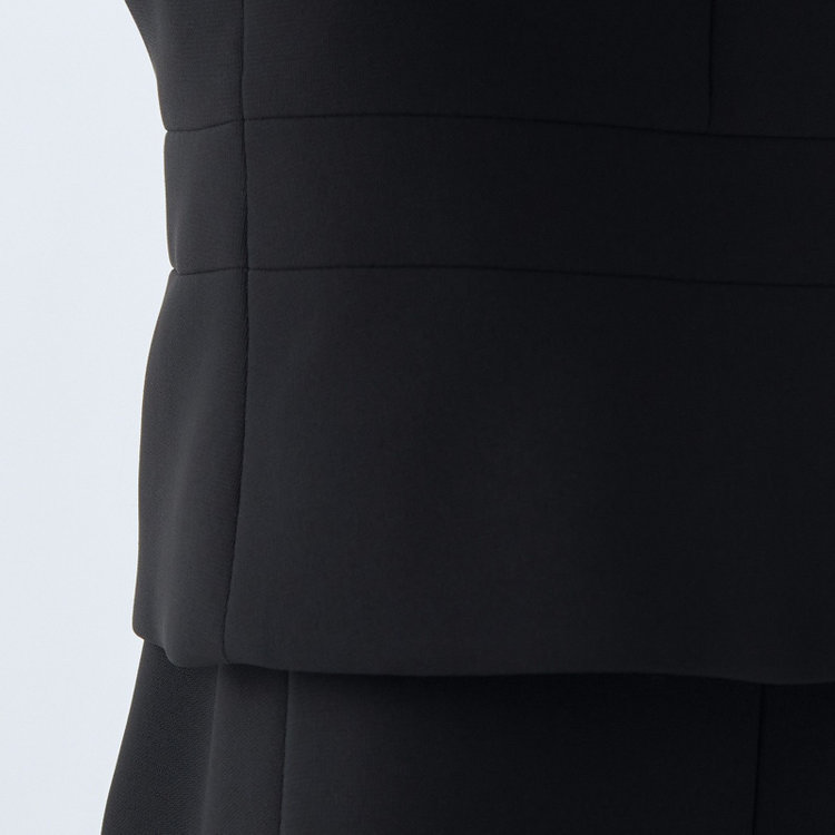 ソノタ（KONAKA用） 【BIEN BELLE】【年間】【ストレッチ】ノーカラーサテン使いアンサンブルレディースフォーマル 黒