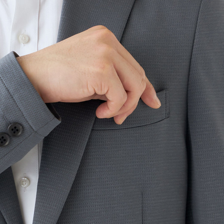 ＪＰ コンフォート 【JOHN PEARSE comfort navy】【春夏】機能性ポリエステル素材 2釦シングルジャケット/グレー/ULTRA MOVE/RIRANCHA/ウォッシャブル グレー中間