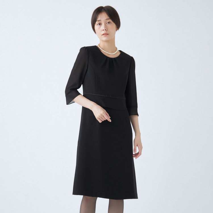 ソノタ（KONAKA用） 【BIEN BELLE】【年間】【ストレッチ】ノーカラーサテン使いアンサンブルレディースフォーマル 黒