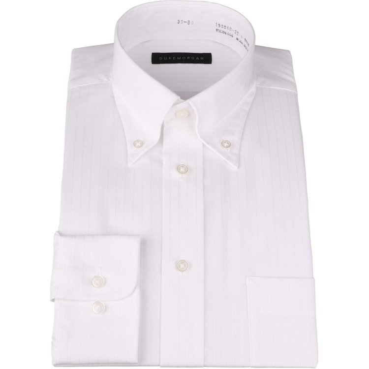 KONAKA　アウトレット 【WEB限定/OUTLET/汚れ・キズ等有】【DUKEMORGAN】【形態安定】ボタンダウンワイシャツ/ホワイト×ドビーストライプ ホワイト系(白)