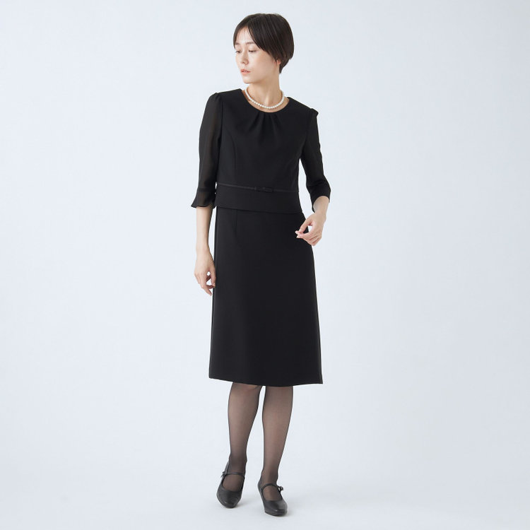 ソノタ（KONAKA用） 【BIEN BELLE】【年間】【ストレッチ】ノーカラーサテン使いアンサンブルレディースフォーマル 黒